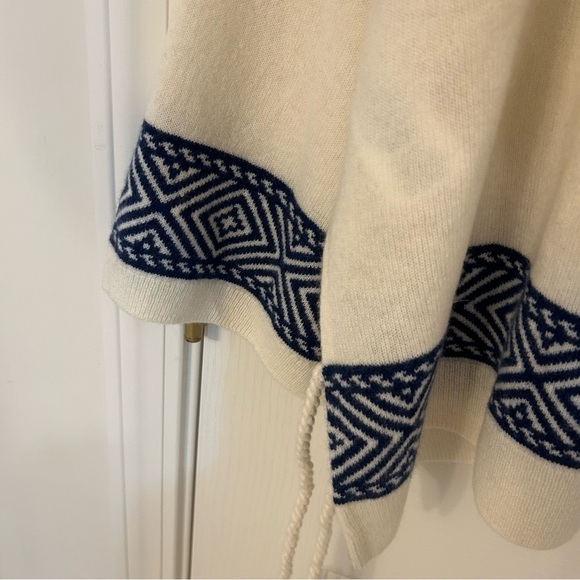 Polo Ralph Lauren Cashmere Geo-Motif Turtleneck Tassel Tie Sweater in Cream/Navy - Picture 6 of 9